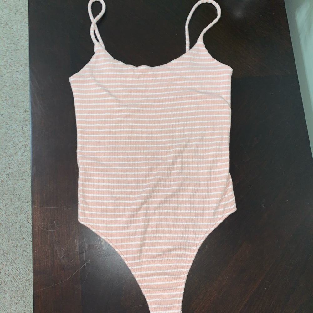 Pink and white striped bodysuit 🌟